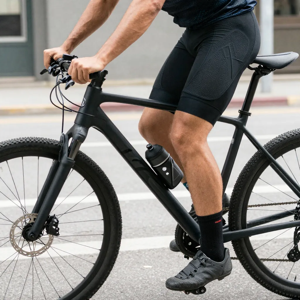 Bicycle tire on rocky granite surface