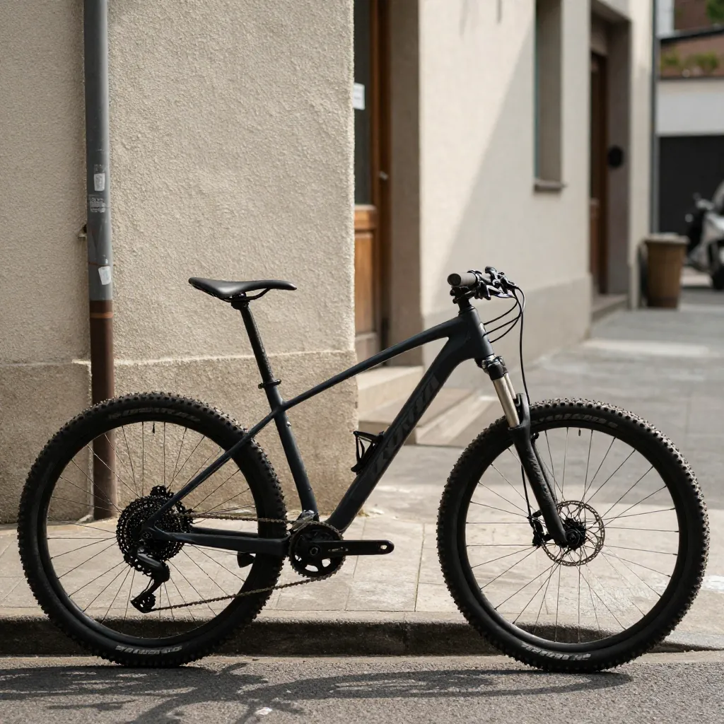 Bicycle on forest trail with moss