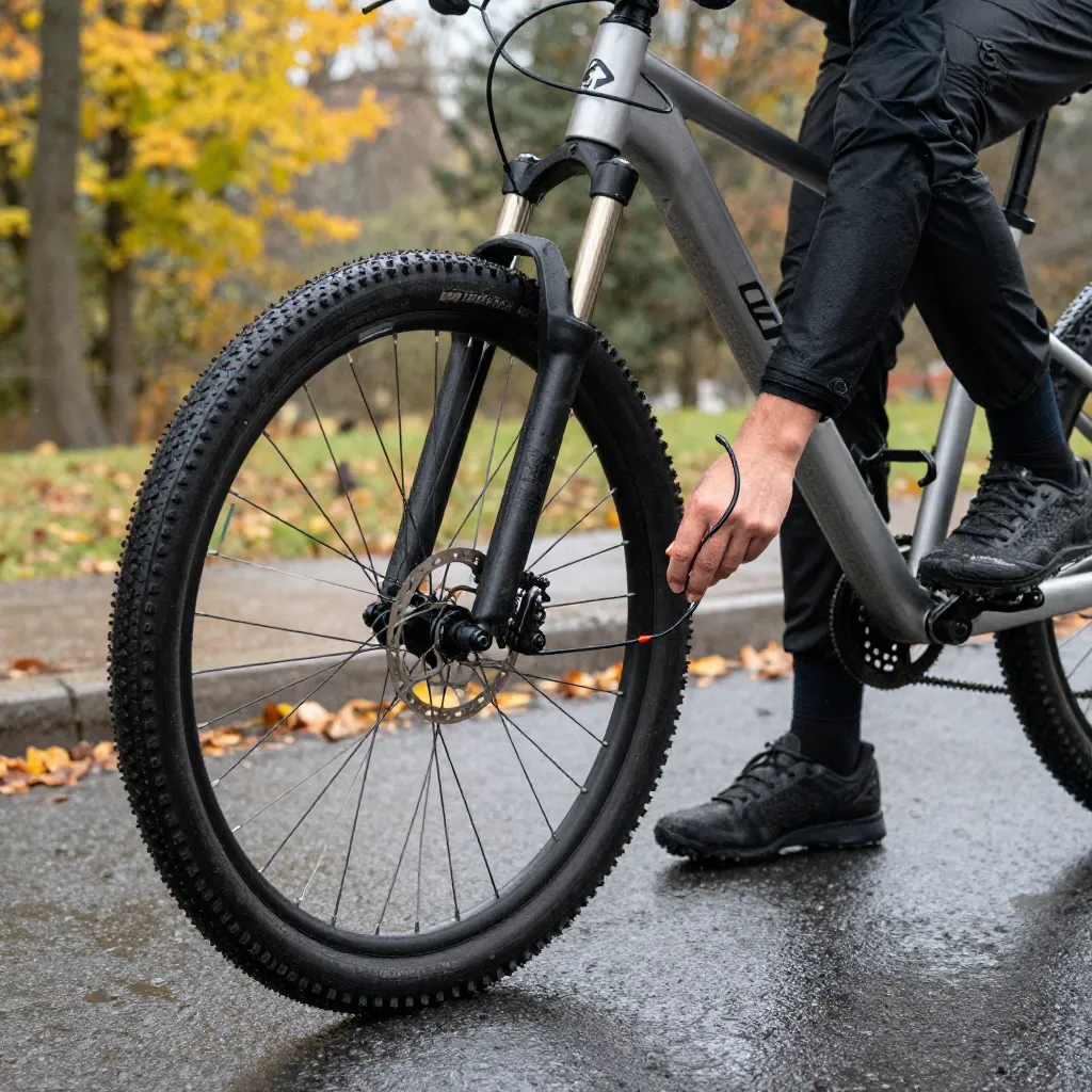Bicycle tire on gravel surface